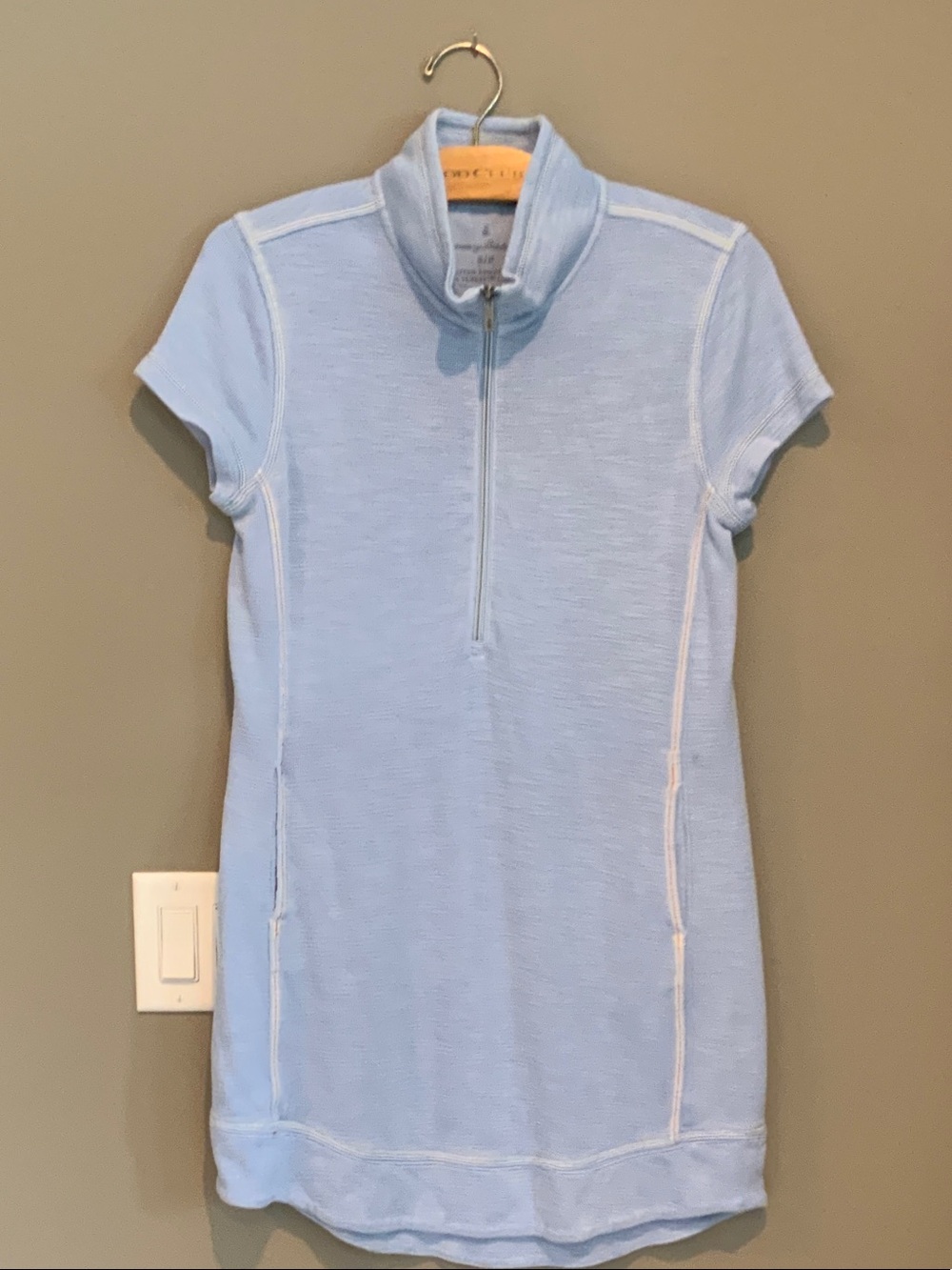 Tommy Bahama Light Blue Short-Sleeve Zip Polo Dress